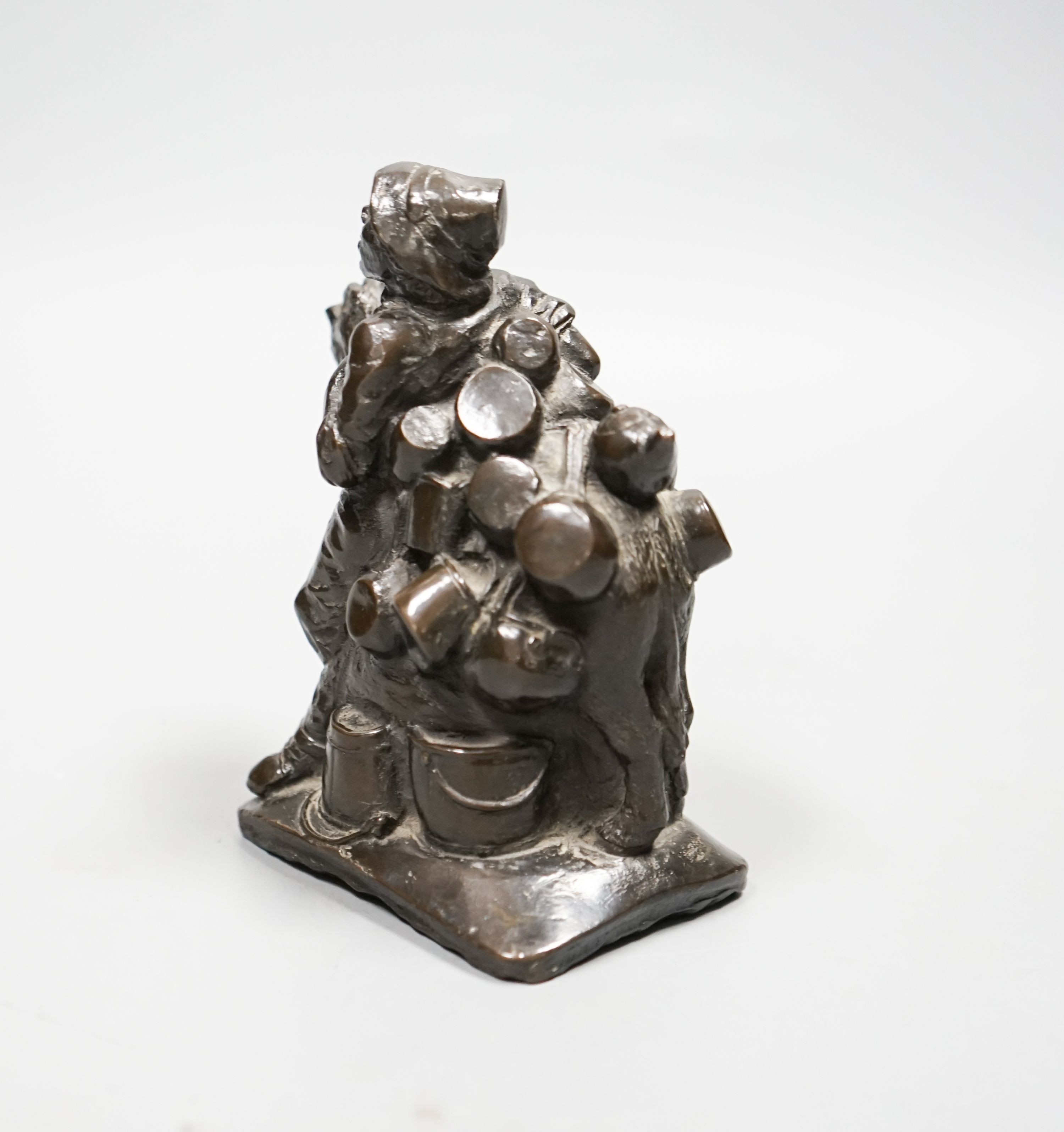 A small electrotype study of a tinker with laden pony, 11.5cm high.